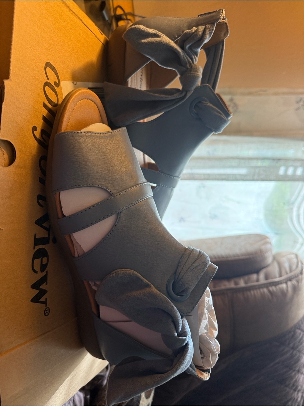 New comfortview Light Blue Tie-Back Open-Toe Sandals - Picture 3 of 3